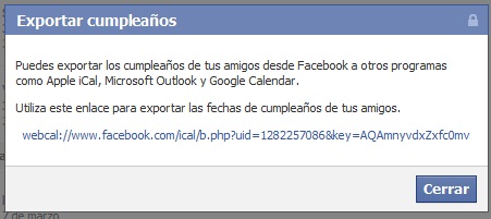 Facebook exportar cumpleaños