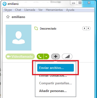 Skype Cómo enviar archivos en un chat
